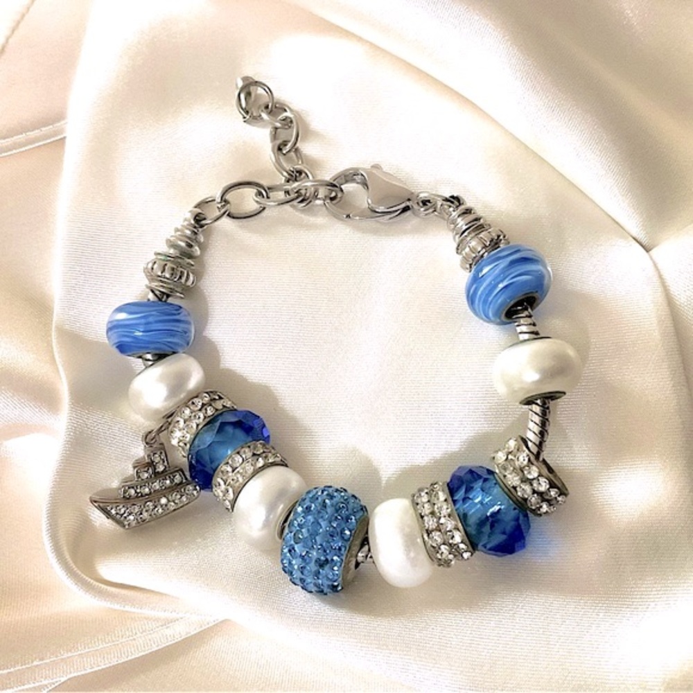 Bella Perlina Charm Nautical Bracelet Blue